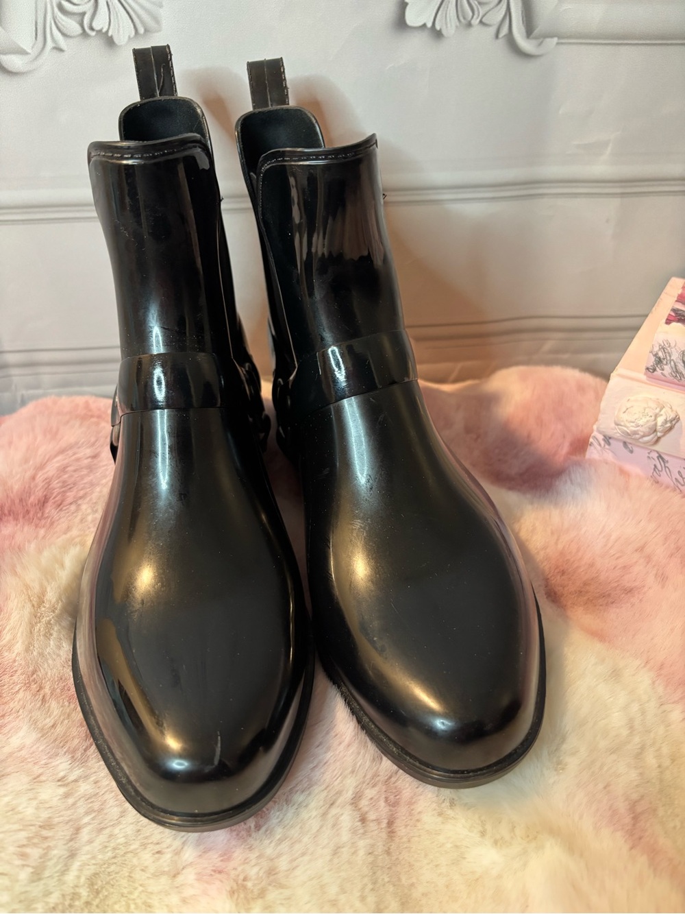 Ralph Lauren Tricia Ankle Rain Boots Black, Size 8B